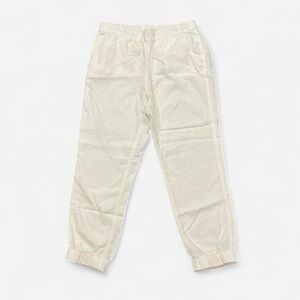 J.CREW White Linen Pants with elastic waist and ankles Size 8